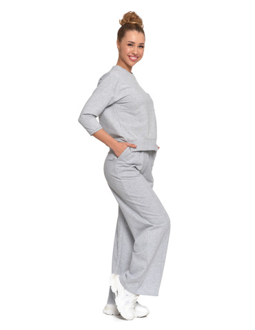 Bluzy - Bluza damska z kieszonką o luźnym kroju SZARY - produkt 5