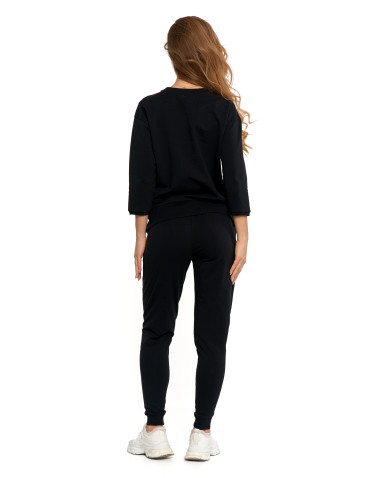 Bluzy - Bluza dresowa damska z rękawem 3/4 i rozcięciem po bokach ZIELONY - produkt 9