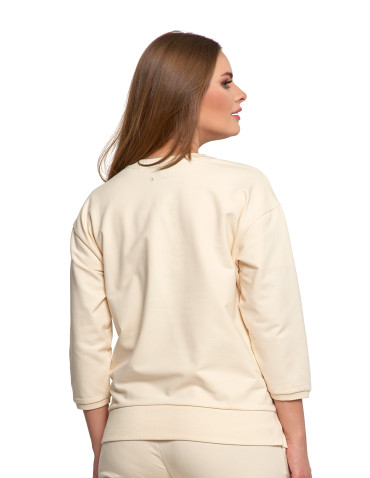 Bluzy - Bluza dresowa damska z rękawem 3/4 i rozcięciem po bokach ZIELONY - produkt 31