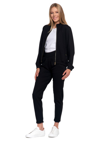 Bluzy - Bluza damska ze stójką na suwak i kieszeniami CZARNY - produkt 10