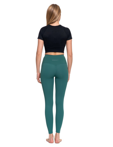 Legginsy - Legginsy damskie sportowe funkcyjne z wysokim stanem ZIELONY - produkt 2