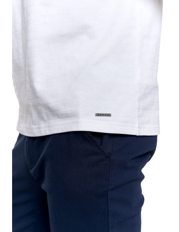 Koszulki, topy, koszule - T-shirt męski bawełniany z dekoltem henley BIAŁY - produkt 5