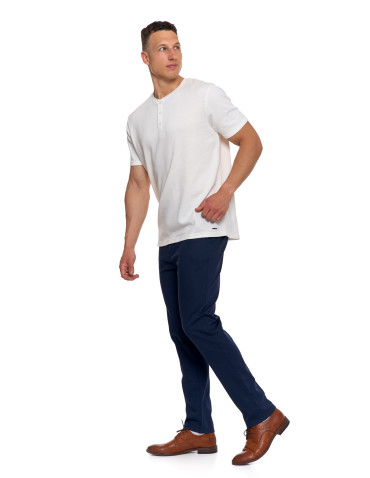 Koszulki, topy, koszule - T-shirt męski bawełniany o strukturalnym splocie typu waffle KREMOWY - produkt 9