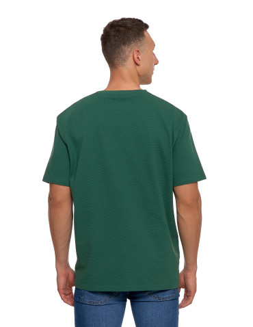 Koszulki, topy, koszule - T-shirt męski 100% bawełniany z prążkowaną strukturą ZIELONY - produkt 5