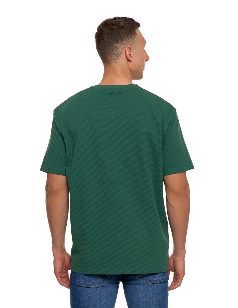 Koszulki, topy, koszule - T-shirt męski 100% bawełniany z prążkowaną strukturą ZIELONY - produkt moraj.pl 5