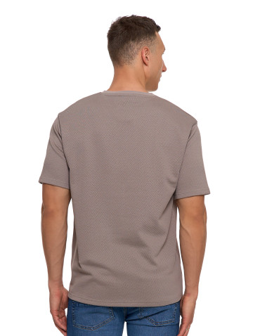 Koszulki, topy, koszule - T-shirt męski klasyczny bawełniany PREMIUM BEŻOWY - produkt 5
