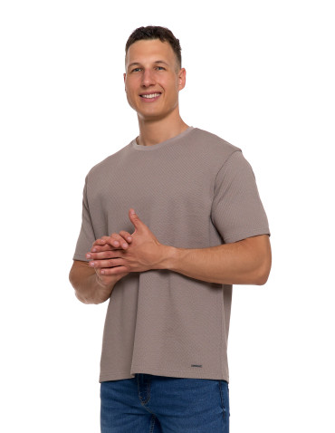 Koszulki, topy, koszule - T-shirt męski klasyczny bawełniany PREMIUM BEŻOWY - produkt 1