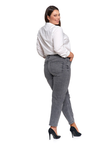 Spodnie - Damskie spodnie jeansowe mom fit SZARY - produkt 11
