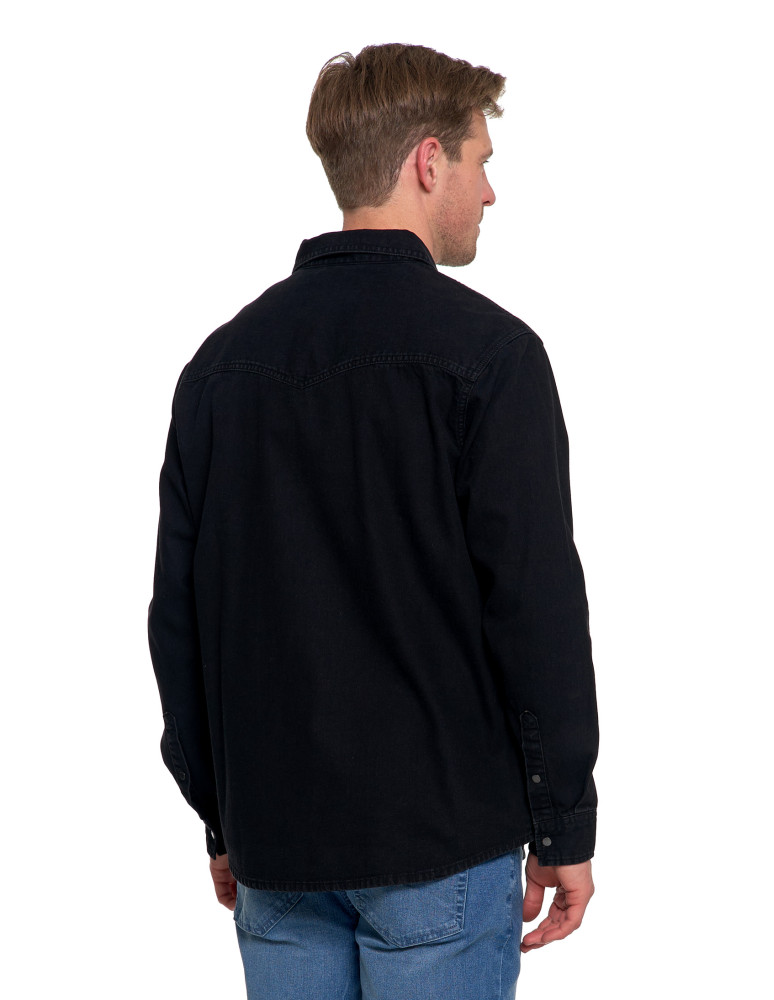 Koszulki, topy, koszule - Koszula męska jeansowa denim klasyczna CZARNY - produkt moraj.pl 3