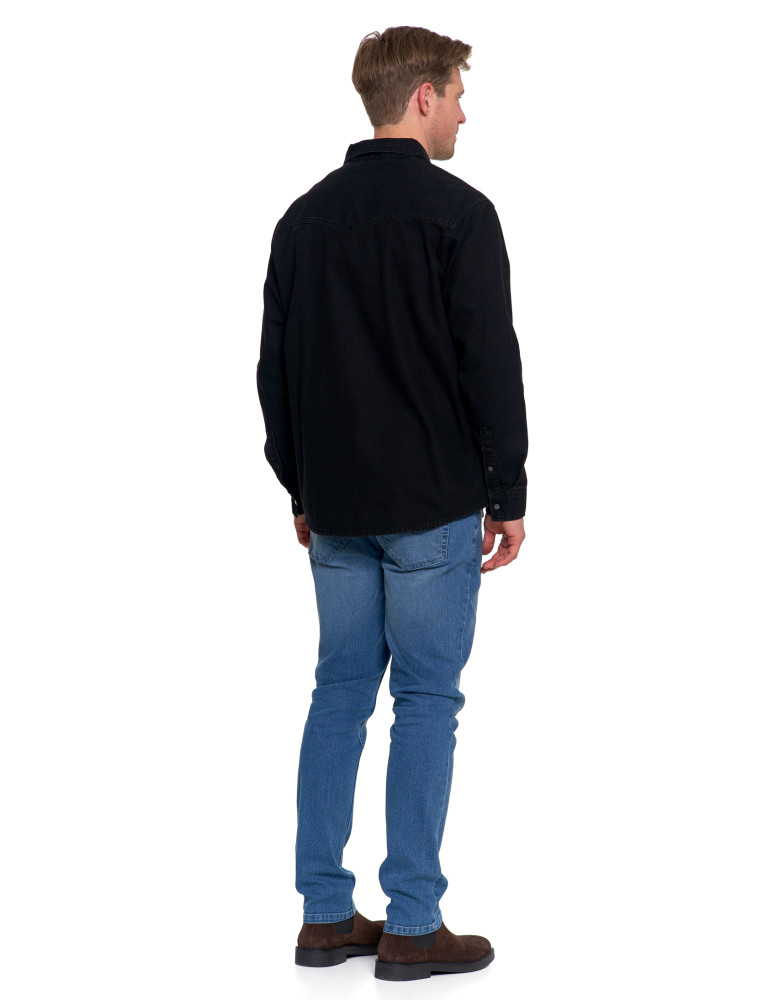 Koszulki, topy, koszule - Koszula męska jeansowa denim klasyczna CZARNY - produkt moraj.pl 10