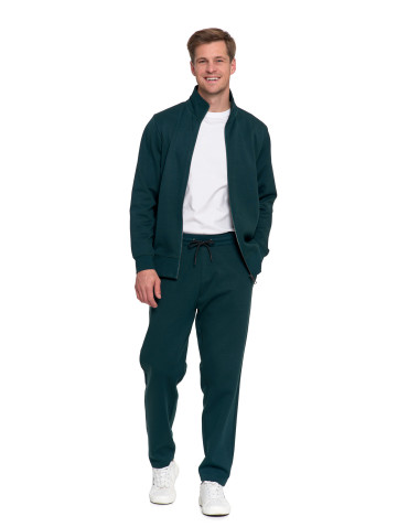 Nowości - Męska bluza dresowa ze stójką i zamkiem ZIELONY - produkt 6