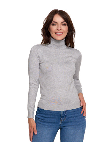 Swetry - Damski golf sweter z wiskozy SZARY - produkt 1