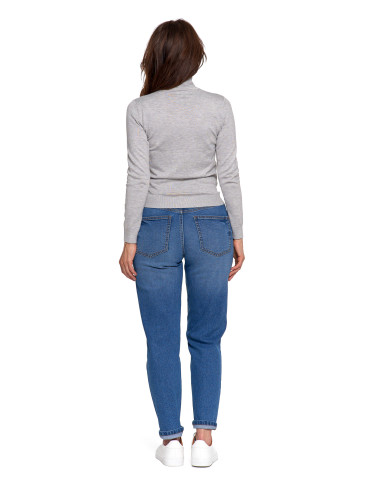 Swetry - Damski golf sweter z wiskozy SZARY - produkt 7