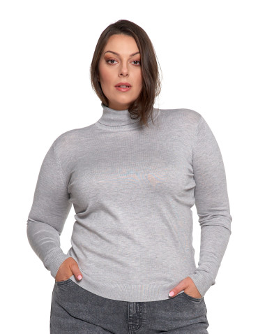 Swetry - Damski golf sweter z wiskozy SZARY - produkt 8