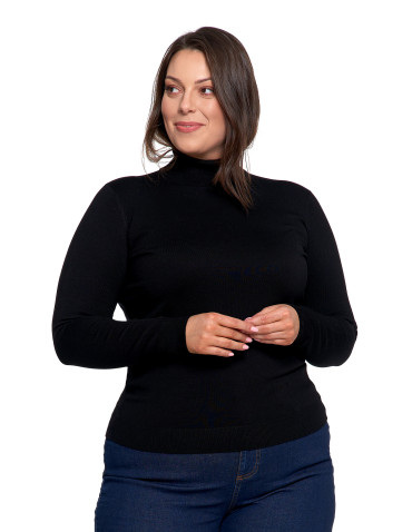 Nowości - Damski golf sweter z wiskozy CZARNY - produkt 10