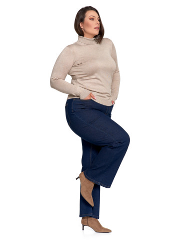 Nowości - Damski golf sweter z wiskozy BEŻOWY - produkt 12
