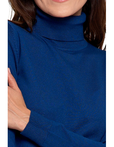 Nowości - Damski golf sweter z wiskozy NIEBIESKI - produkt 3