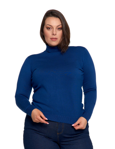 Nowości - Damski golf sweter z wiskozy NIEBIESKI - produkt 8