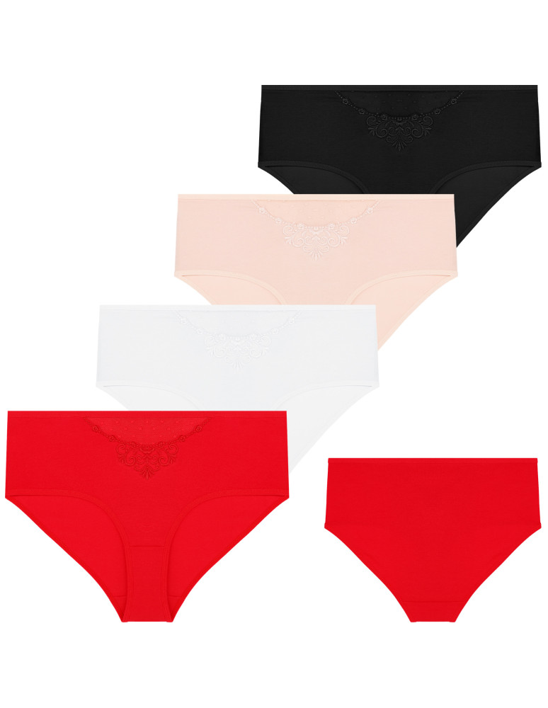 Nowości - Majtki figi damskie maxi bikini z siateczką i koronką 4-pak WIELOKOLOROWY - produkt moraj.pl 1