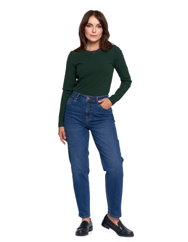 Spodnie - Damskie spodnie jeansowe mom fit NIEBIESKI - produkt 3