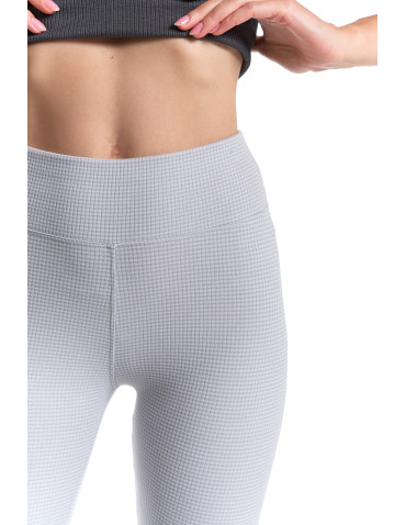 Legginsy - Damskie legginsy z wysokim stanem i prążkowaną strukturą SZARY - produkt 3