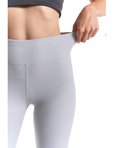 Legginsy - Damskie legginsy z wysokim stanem i prążkowaną strukturą SZARY - produkt 4