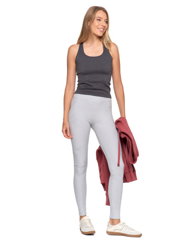 Legginsy - Damskie legginsy z wysokim stanem i prążkowaną strukturą SZARY - produkt 6