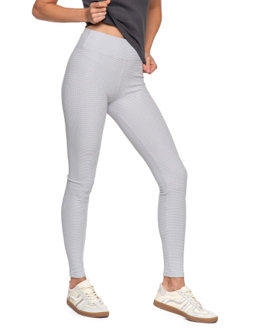 Legginsy - Damskie legginsy z wysokim stanem i prążkowaną strukturą SZARY - produkt 9
