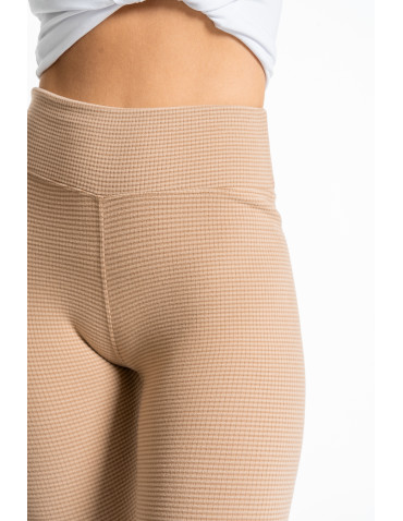 Legginsy - Damskie legginsy z wysokim stanem i prążkowaną strukturą MOKKA - produkt 4