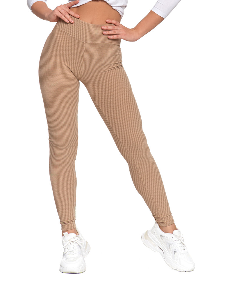 Legginsy - Damskie legginsy z wysokim stanem i prążkowaną strukturą MOKKA - produkt moraj.pl 5