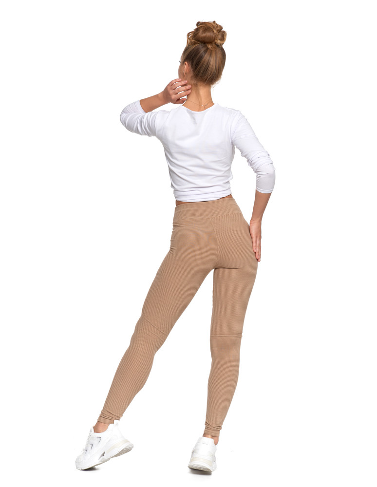 Legginsy - Damskie legginsy z wysokim stanem i prążkowaną strukturą MOKKA - produkt moraj.pl 9