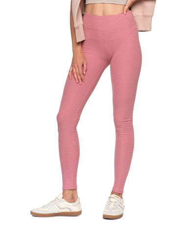 Legginsy - Damskie legginsy z wysokim stanem i prążkowaną strukturą RÓŻOWY - produkt 6