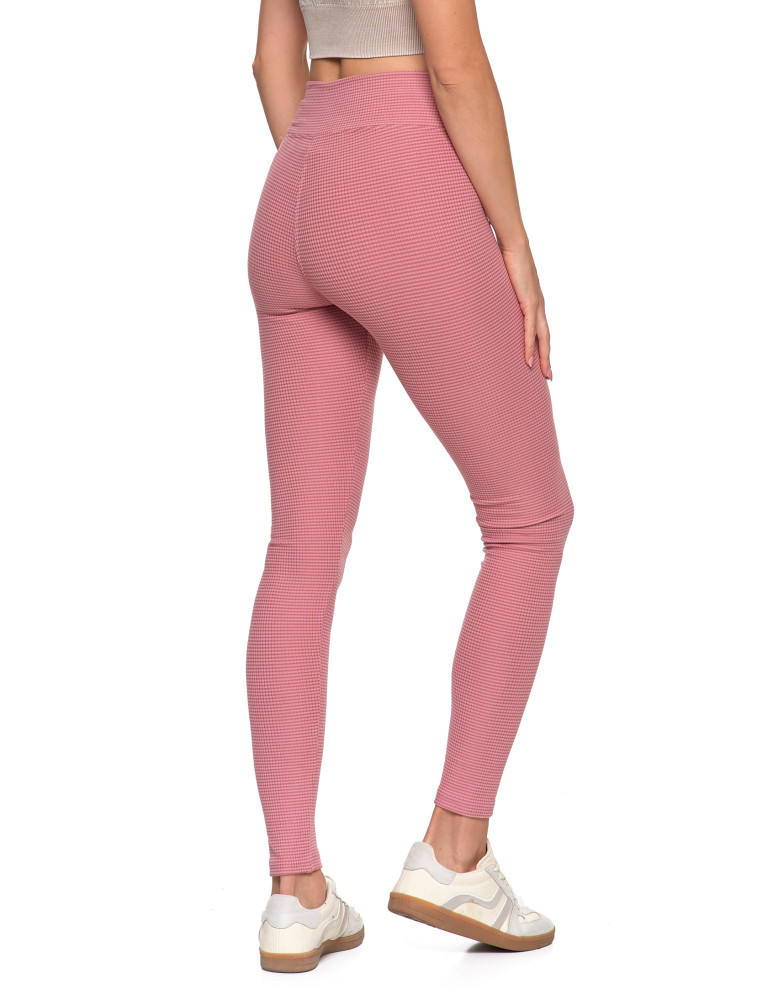 Legginsy - Damskie legginsy z wysokim stanem i prążkowaną strukturą RÓŻOWY - produkt moraj.pl 7
