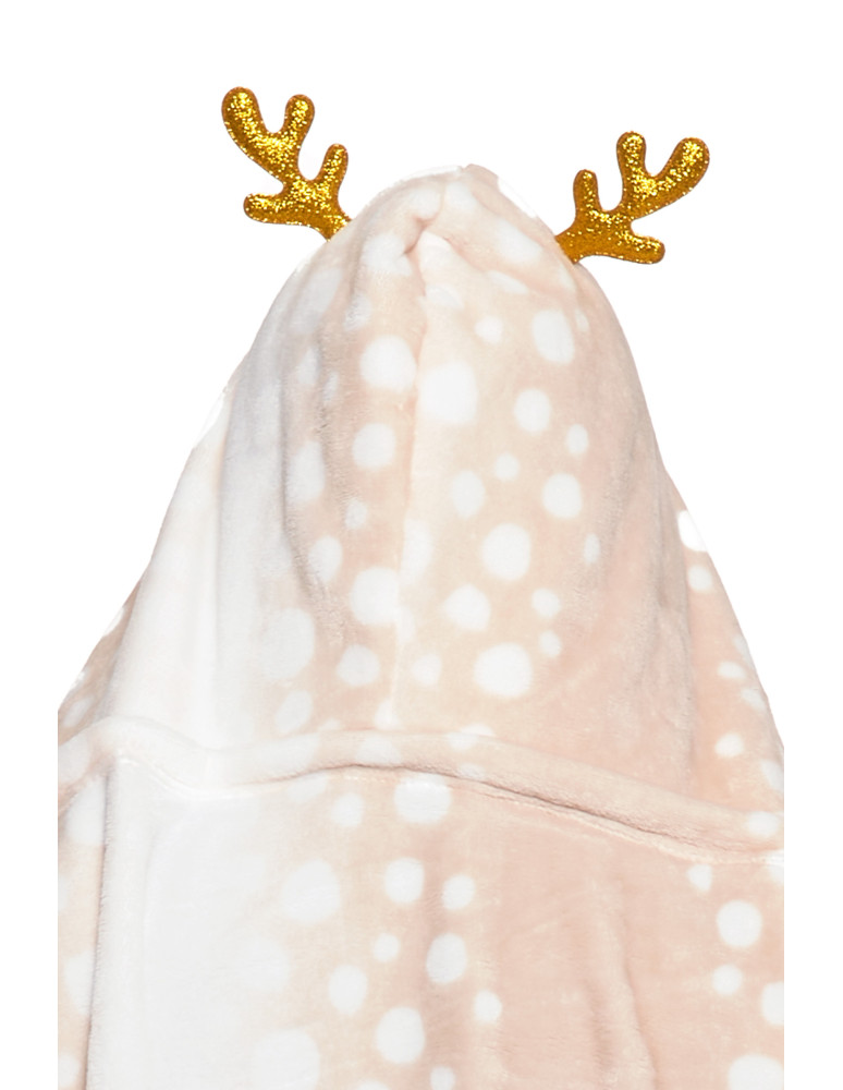 Kocobluzy - Kocobluza damska z motywem renifera koc z kapturem KREMOWY - produkt moraj.pl 7