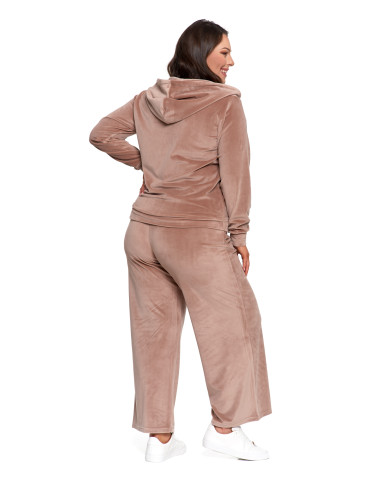 Bluzy - Bluza damska welurowa rozpinana z kapturem i kieszeniami MOKKA - produkt 17