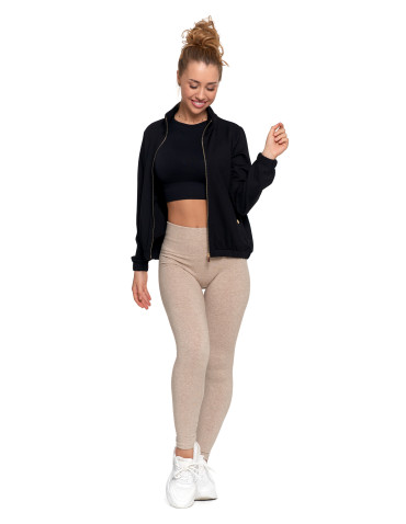 Legginsy - Legginsy damskie ocieplane z wysokim stanem i szerokim pasem BEŻOWY - produkt 8