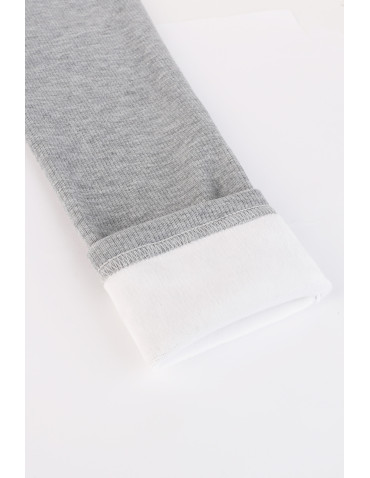 Legginsy - Prążkowane legginsy damskie z wysokim stanem ocieplane JASNY SZARY - produkt 1