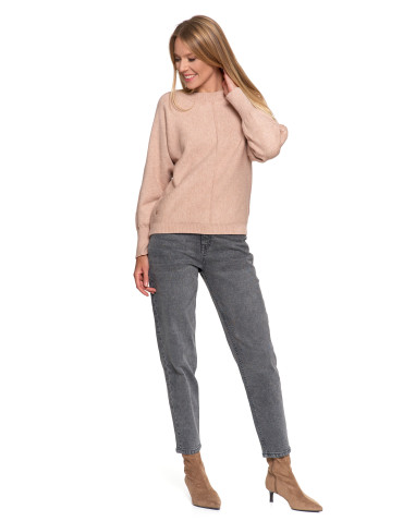 Swetry - Sweter damski wiskozowy o luźnym kroju BRĄZOWY - produkt 13