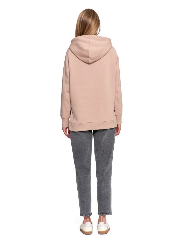 Bluzy - Bluza damska dresowa bawełniana luźna ocieplana BEŻOWY - produkt moraj.pl 4