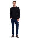 Koszulka męska longsleeve ze strukturą i okrągłym CZARNY