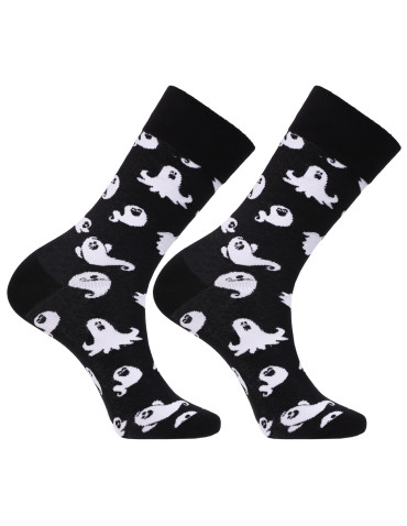 Długie - Skarpety męskie długie z motywem halloweenowym CZARNY - produkt 1