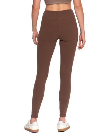 Legginsy - Legginsy damskie prążkowane z wysokim stanem MOKKA - produkt 7