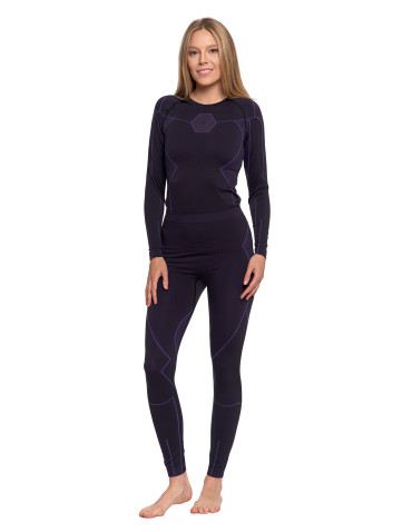 Bielizna termoaktywna - Damskie legginsy termoaktywne bezszwowe FIOLETOWY - produkt 3