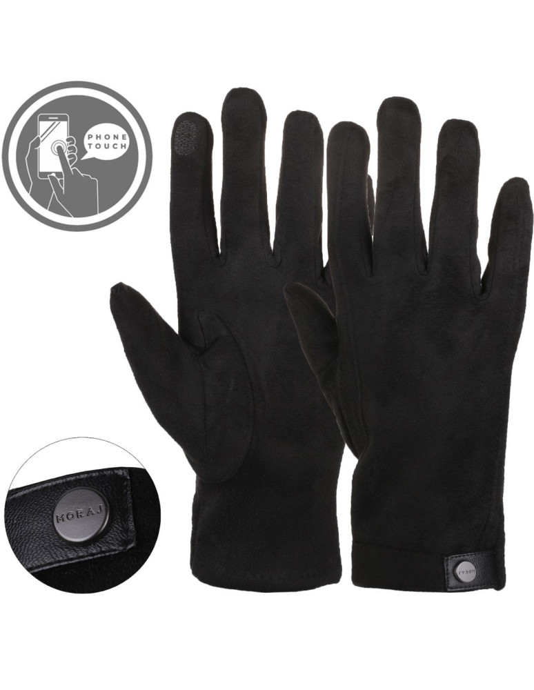 Rękawiczki - Rękawiczki męskie zamszowe eleganckie dotykowe CZARNY - produkt moraj.pl 1