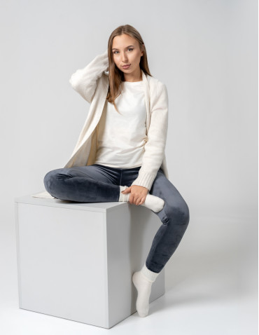 Legginsy - Legginsy damskie welurowe z wysokim stanem SZARY - produkt 5