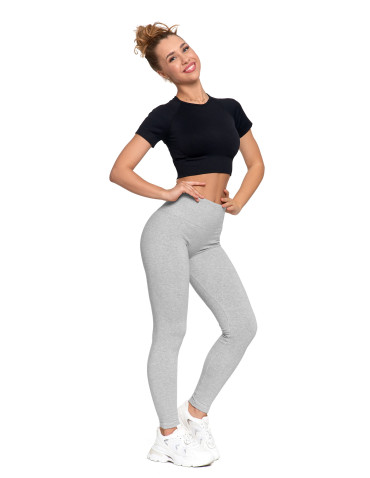 Legginsy - Legginsy damskie ocieplane z wysokim stanem i szerokim pasem SZARY - produkt 1