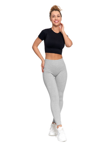 Legginsy - Legginsy damskie ocieplane z wysokim stanem i szerokim pasem SZARY - produkt 2