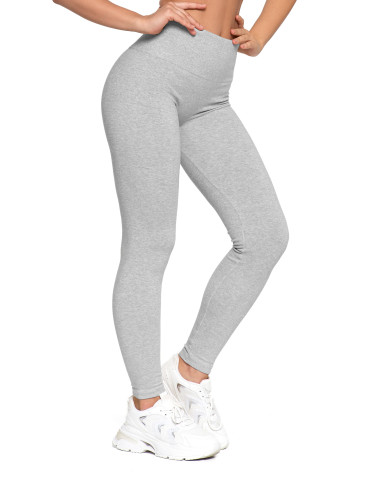 Legginsy - Legginsy damskie ocieplane z wysokim stanem i szerokim pasem SZARY - produkt 4
