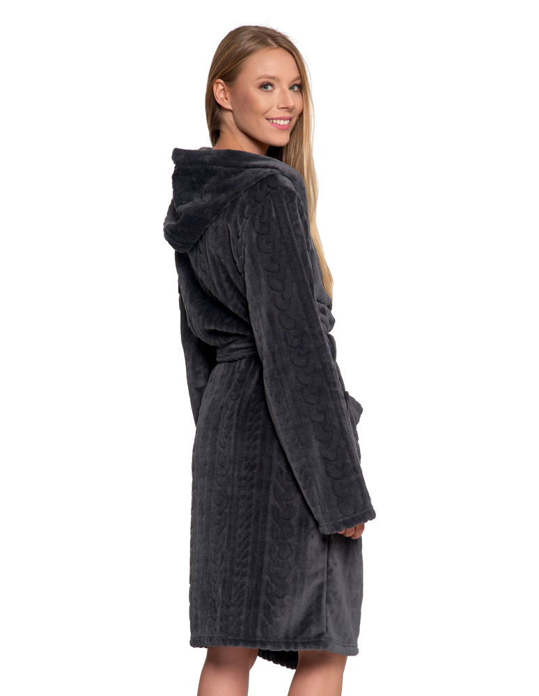 Piżamy - Ciepły szlafrok unisex z kapturem GRAFIT - produkt moraj.pl 7