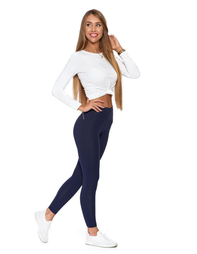 Legginsy - Klasyczne bawełniane legginsy damskie GRANATOWY - produkt moraj.pl 1